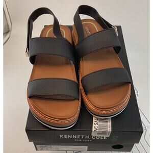 Kenneth Cole New York Laney Simple Black Sandals Women's Size 8 New